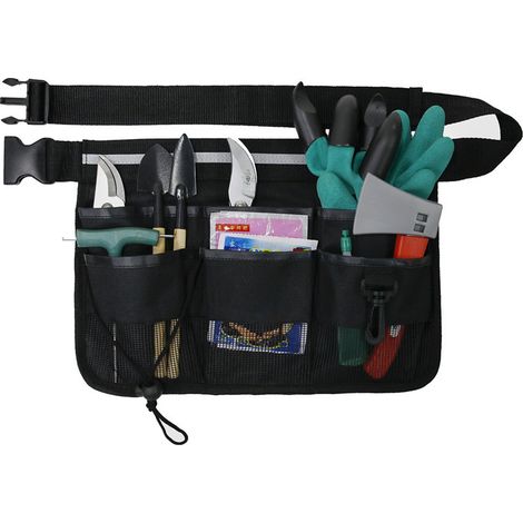 Ceinture à outils de jardin portable, ceinture à outils de jardin, sac de taille réglable pour outils de jardin avec 8 fentes, l'un des sacs à outils de jardin les plus pratiques 1pc noir (1/4)