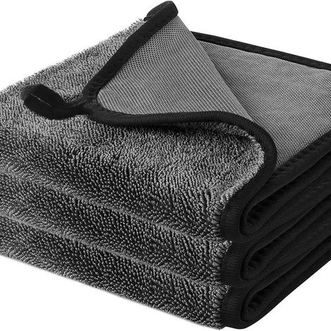 Serviette De Séchage - Microfibre 40 x 60 cm - Pour Salle De Bain Et Cabine De Douche - Lot De 3 - Noir
