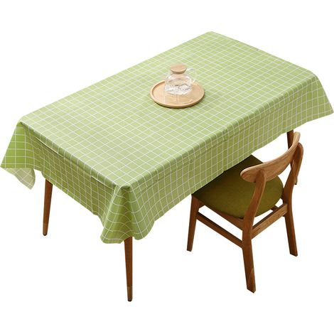 Tablecloth - Waterproof Vinyl - Plaid Design - For Dining Table Party Picnic - Green - 5 Pieces (1/5)