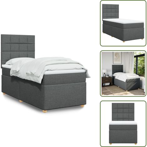 Boxspringbett mit Matratze Dunkelgrau 90x200 cm Stoff - Boxspringbett - Boxspringbetten - Bett - Schlafzimmermöbel (1/5)