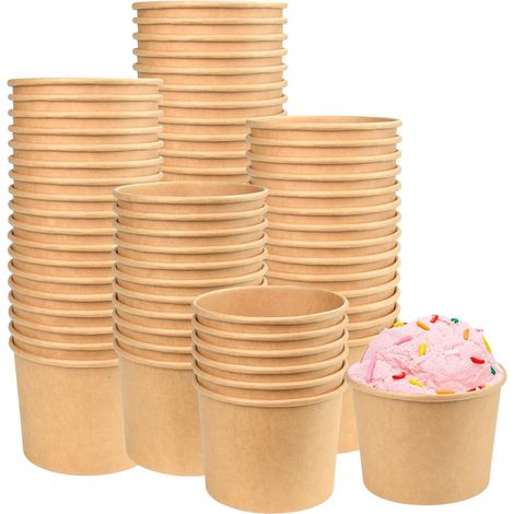 50 Stück Eisbecher aus Pappe, Eisbecher, Einweg-Eisbecher, Einweg-Eisbecher aus Papier, Eisbecher aus Pappe für Desserts, Eis, Joghurt, Vorspeisen