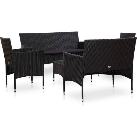 Salon de jardin 5 pcs,Mobilier de jardin avec coussins résine tressée noir CFW83873 (1/5)