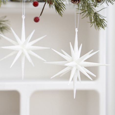 Étoile De Noël - Décor En Acrylique Brillant 3D - Suspension Pour Arbre De Noël Fenêtre Cheminée - 14,5 cm - Lot De 2 (1/5)