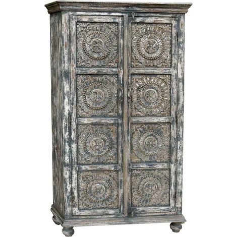 Armario de Madera acabado artesanal gris 100x41x183h cm (1/5)