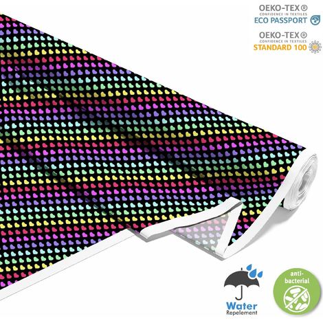OUTDOOR DEKOSTOFFE OXFORD - Motiv Regenbogenherzen (1/5)