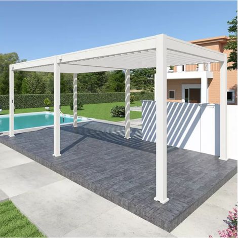 pergola bioclimatica ombréa "vs" in alluminio bianco 599x308x257 cm