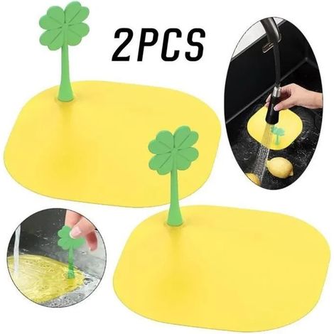 Bouchon de Baignoire - Haute Qualité - Silicone - Anti-Odeurs - Filtre à Cheveux - Jaune et Vert (1/4)