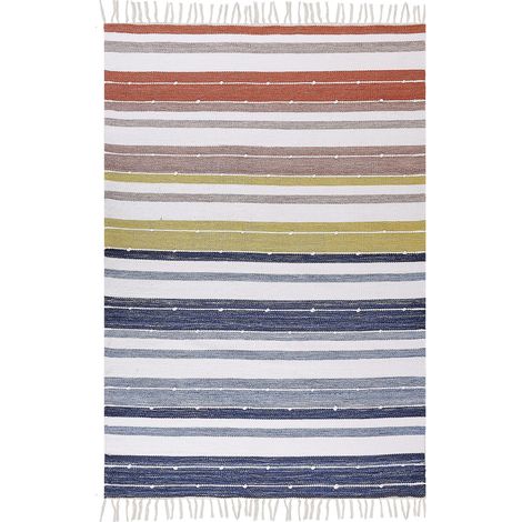 Tappeto a strisce tradizionale multicolore 160 x 230 cm con nappe decorative Tozakli (1/5)