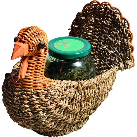 Panier tressé générique , contenant à bonbons en forme de dinde rangement Pommes terre , pain , bisc (1/5)