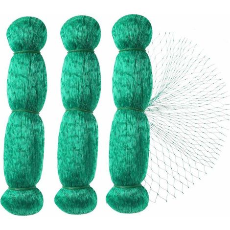 Vogelschutznetz, Set aus 3 grünen Netzen à 2 x 10 m für den Garten. (1/3)