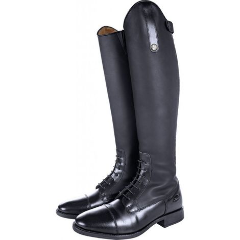 46, Schwarz: Synthetikleder-Reitstiefel mit Ledersohle für Damen und Herren Standard/Extraweites Kalb (1/4)