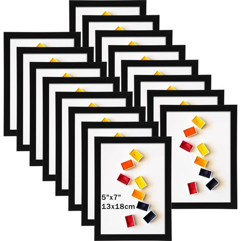 Cadre Photo 13x18 Noir Lot de 16, Cadres Classique pour Photos, Images et Souvenirs, Horizontal ou Vertical sur le Mur ou la Table (1/5)