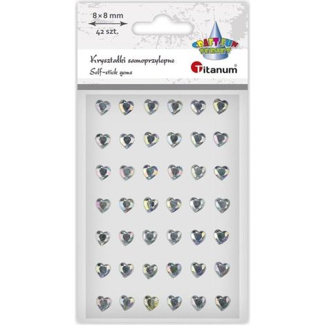Cristalli autoadesivi a forma di cuore, argento, 42 pezzi
