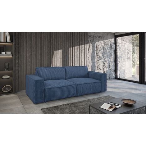 Sofa 3-Sitzer mit Schlaffunktion VAJANA Stoff Tilia Dunkelblau (1/5)