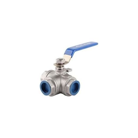Válvula de bola de acero inoxidable SUS304, tipo T, rosca hembra, válvula de cierre de 3/4" DN20