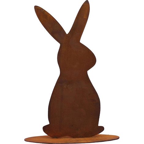 Lapin de Pâques Décoratif Franz en Métal Patiné Aspect Rouille pour Jardin et Intérieur H25 cm - PANGIVO (1/3)