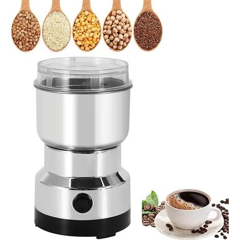 Moulin à café électrique, 150 W, 300 ml, 4 lames, pour les grains de café, les épices et les noix, idéal pour la cuisine, la maison, le bureau et les voyages.-AquaForge (1/5)
