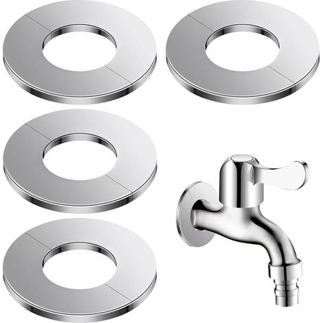 4 Pièces, Rosace,Rosace Robinet Plaque de rosace ronde divisée en acier Convient Soupape Cache Tuyaux Pour Les Douches,Les Radiateurs,Conduites D'Eau (32)
