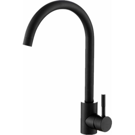 Robinet de Cusine 7-Forme Bec Haut Flexible Robinet Mitigeur Evier pour Cuisine en Acier Inox Finition Noire Robinetterie Monotrou à Eau Chaude et Froide, Noir ..  Mitigeur de cuisine