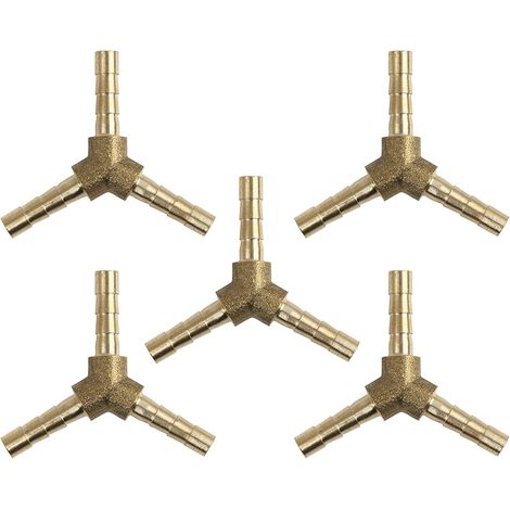 Raccord Tuyau 4mm en Y Laiton Connecteur 3 Voies Ton Or 5pcs (1/5)