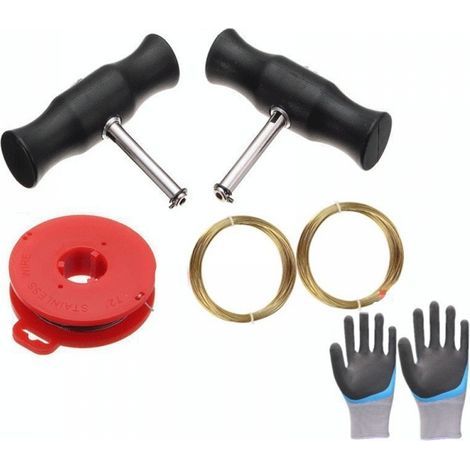 5 outils universels pour enlever le pare-brise, outils pour pare-brise de voiture, fil de coupe pour verre, 3 fils de coupe et 2 poignées de pare-brise (+ gants) (1/5)
