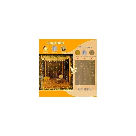 Rideau LED 3x3m, 8 modes avec télécommande, fond décoratif chaud (1/4)