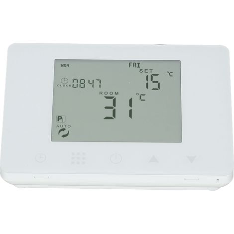 Funkgesteuerter Smart-Thermostat, programmierbarer Temperaturregler, hintergrundbeleuchtetes LCD-Display, wandmontierte elektrische Heizung, digitaler Hauscontroller, LED-Bildschirm. (1/5)