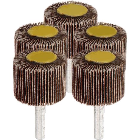 Lot de 5 Têtes de Ponçage à Lamelles Abrasives Cylindriques en Tissu Abrasif pour Surfaces Métalliques Lisses, pour Fabrication Mécanique et Rénovation de Meubles (1/5)