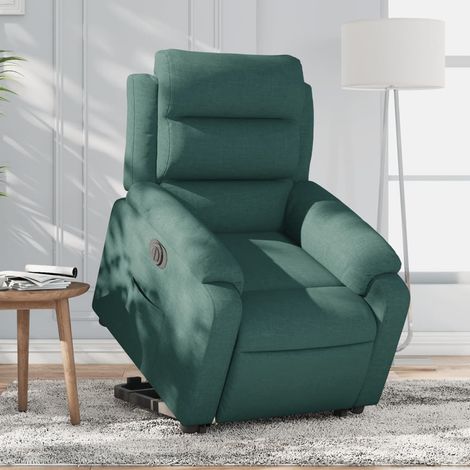 Maison Exclusive - Poltrona Alzapersona Reclinabile Elettrica Verde Scuro Tessuto (1/5)