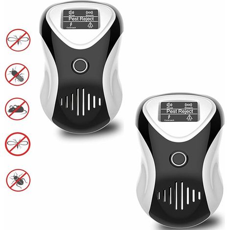 Ultrasonic Pest Repeller 2 Pack, 4 Working Modes, Anti Pest Ultrasonic, Wide Frequency Range Pest Control Device for Drive Away Insect Mice Mouse Bugs Flea Fly Spiders Mosquitoes Roaches Ants (1/5)