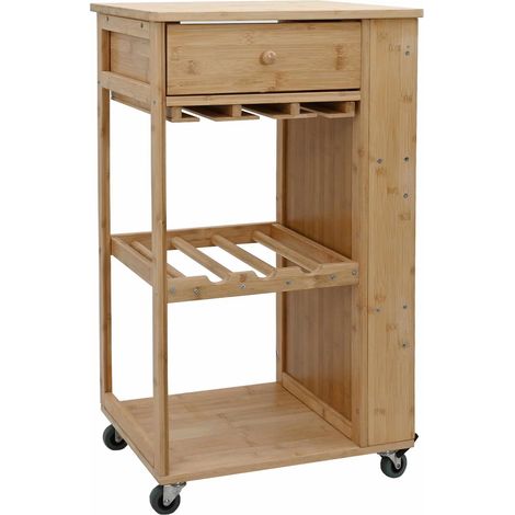 Carrito de cocina con ruedas Natural 47,5 x 36 x 83 cm Bambú vidaXL