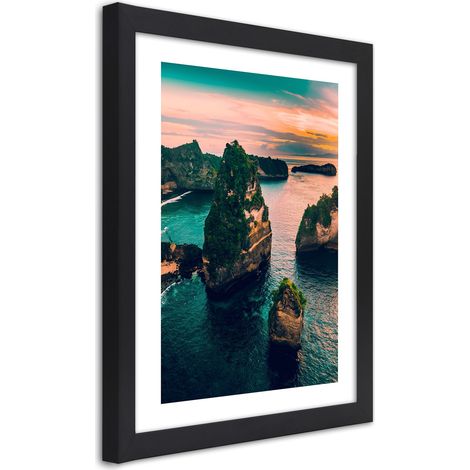 Quadro con cornice, Rocce in un oceano turchese - 40x60 (1/5)