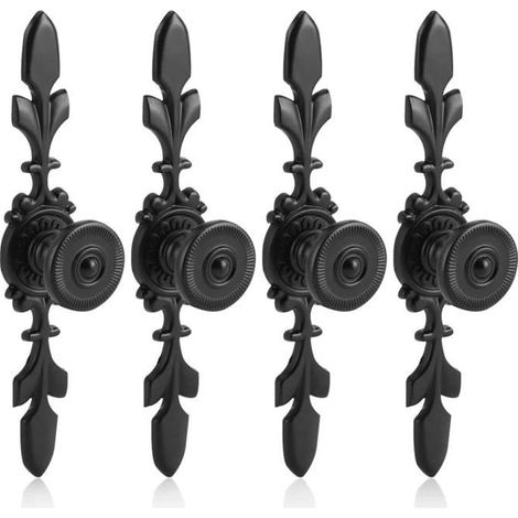 Lot de 4 poignées boutons vintage en alliage de zinc noir – style vieilli pour tiroir armoire (1/5)