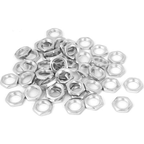 50pcs Écrou Hexagonal en Acier Plaqué Zinc Carbone M10x 0,75x 3mm Pour Tige de Lampe Vis Boulon