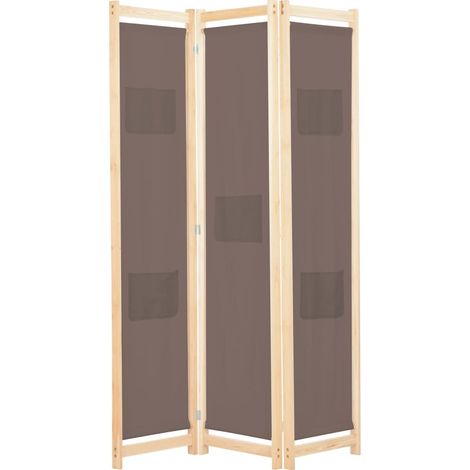 Cloison de séparation 3 panneaux Marron 120x170x4 cm Tissu (1/5)