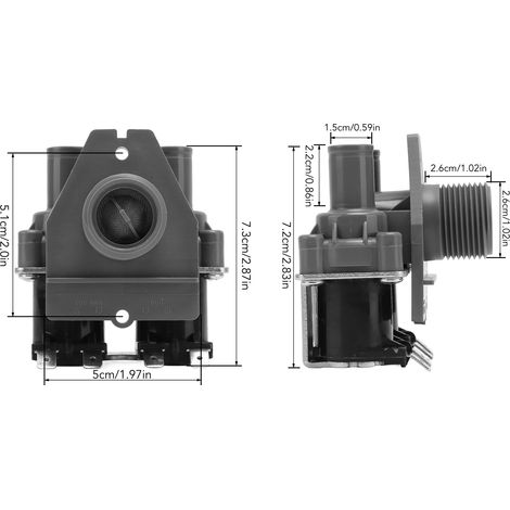 Ortviai Électrovanne d'entrée d'eau pour lave-linge SANYO FCS360U, en ABS, 220 V (1/4)