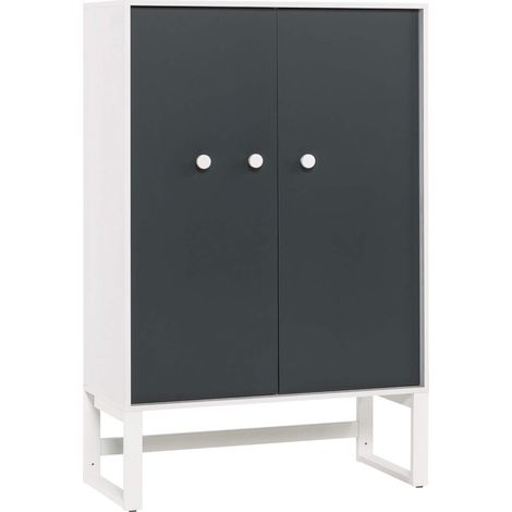 Armoire basse 2 portes en bois blanc et anthracite - AR17027 (1/2)