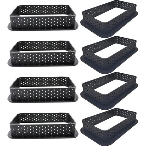 8 Pieces Cake Mousse Pie Ring Mould, Perforated Cake Mould, Tools for Dessert Ring Baking DIY (Rectangular) (1/5)
