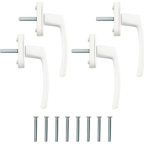 Lot de 4 poignées pour fenêtres pratiques en aluminium avec serrure de sécurité et de protection pour enfants, convient pour fenêtres et portes, distance entre les trous de 43 mm (1/5)
