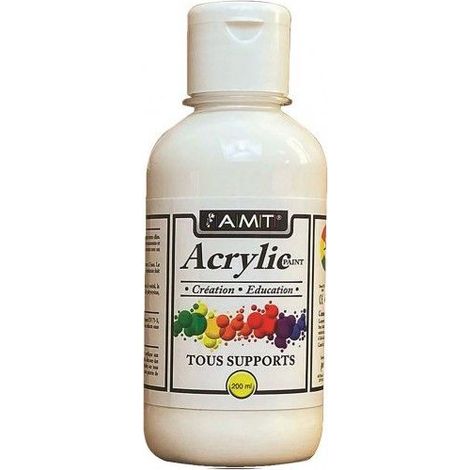 Peinture acrylique - AMT - Fevicryl - Blanc - 0,200 L - Convient à de nombreuses surfaces (1/2)