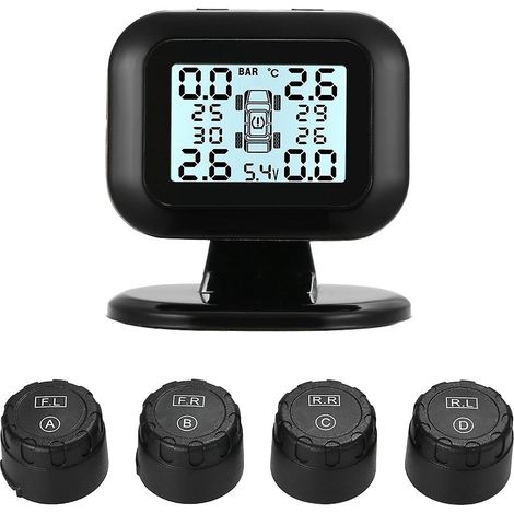 Capteur de Pression des Pneus TPMS sans Fil Écran LCD Temps Réel 4 Capteurs Externes Alarme (1/5)