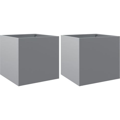 Macetero arriate elevado plantas flores jardín terrazas juego de 2 plata 49 x 47 x 46 cm acero galvanizado Plata 020039013