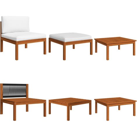 Salon de jardin 3 pcs,Mobilier de terrasse,Table et Chaise pour Relax avec coussins Bois d'acacia massif -YZ867121 (1/5)