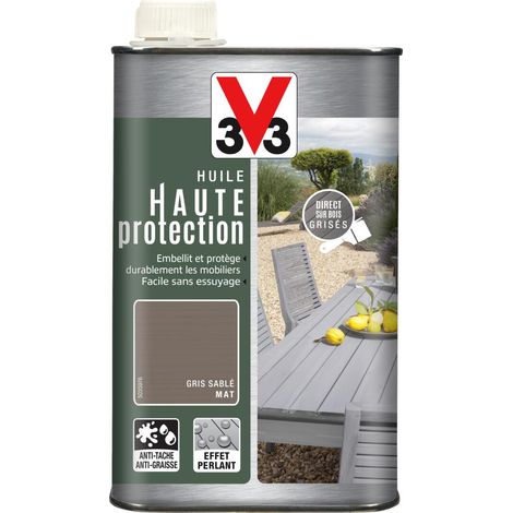 Huile bois extérieur Haute Protection Opaque V33 Gris Sablé 1L