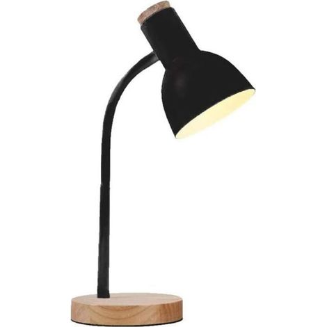 Lampe De Bureau LED - Bras Col De Cygne Flexible - Base En Bois Massif - Pour Bureau Étude Chevet - 1 Pièce (1/5)