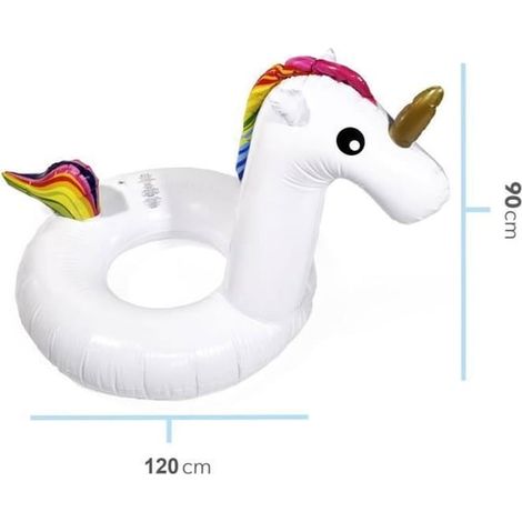 Licorne gonflable géante flottante multicolore de 120 cm pour enfants et adultes, piscine ou plage (1/2)