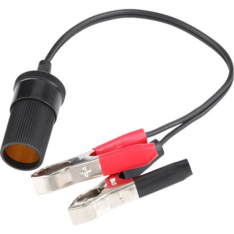 Connecteur allume-cigare 12V avec pinces batterie, adaptateur prise accessoire, clips borne auto, chargeur auxiliaire universel (1/5)