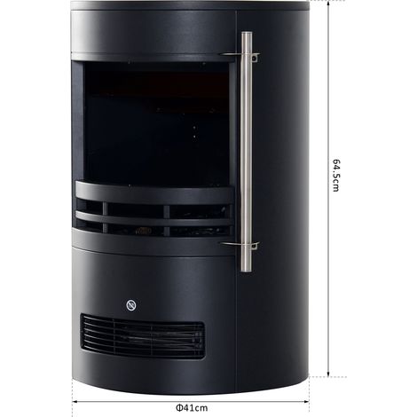 Poêle électrique 900 W/2000 W avec effet flamme, réglage de la température et protection contre la surchauffe, 41 x 41 x 64,5 cm, noir (1/5)