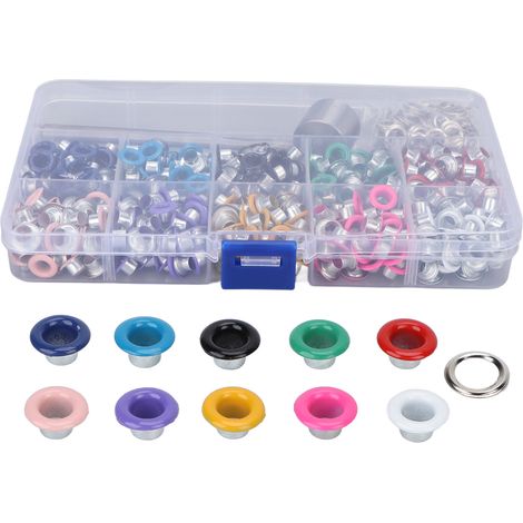 Kit de 10 Couleurs d'Oeillets en Métal et Plastique pour Vêtements - Matériau Résistant, Revêtement Coloré, Outil de Pose 6mm (1/5)