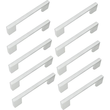 10 x Silberner Möbelgriff 96 mm Metall (1/5)